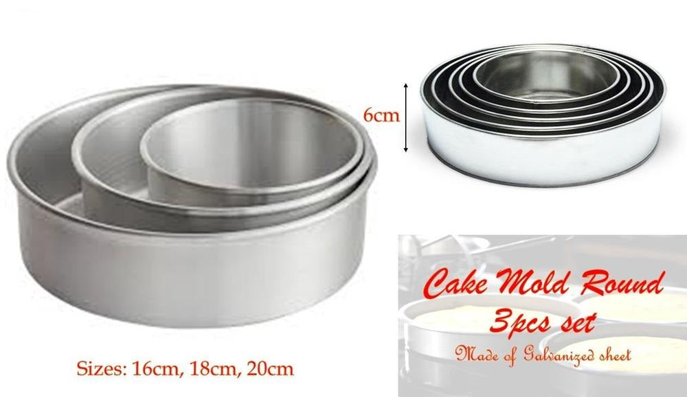3 Pcs Round Shape Cake & Baking Mold Set