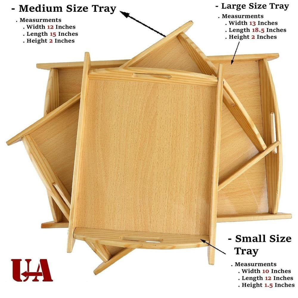 Multipurpose Wooden Tray- Pack Of 3