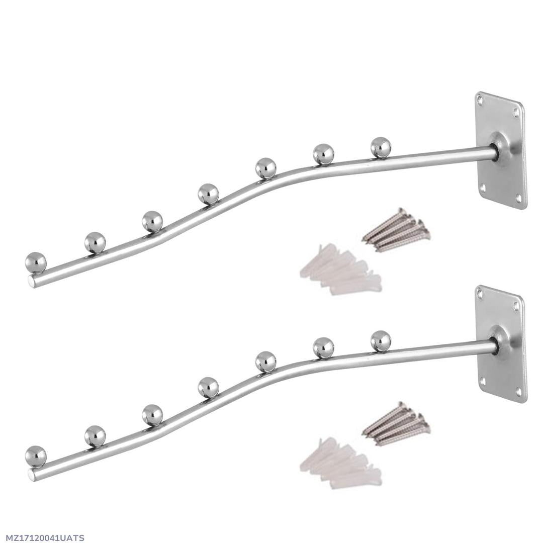 Wall Mounted Clothes Hanging Stand - Pack Of 2