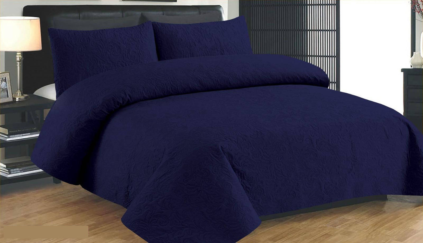 3 Pcs Cotton Plain Double Bedspread